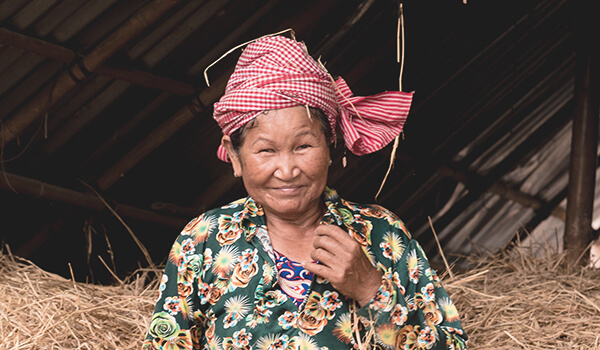 a women with khmer scarf